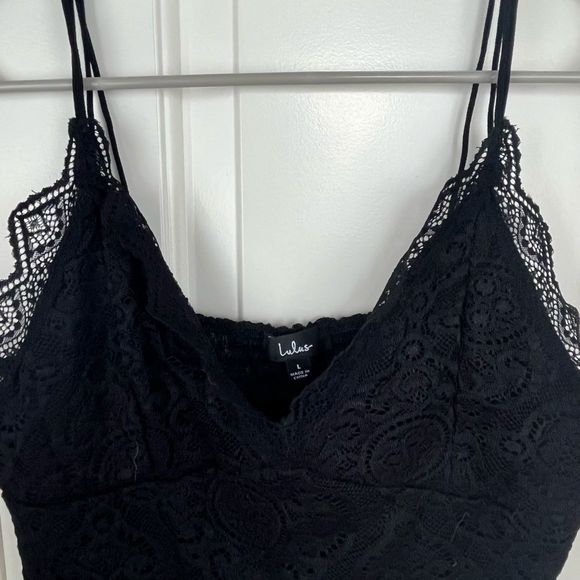 Lulus Black Lace Smoked Back Crop Top - Picture 5 of 7